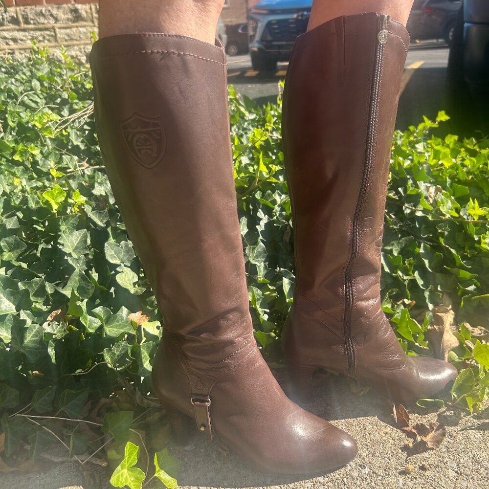 Aigner Brown Leather Boots Size 8.5